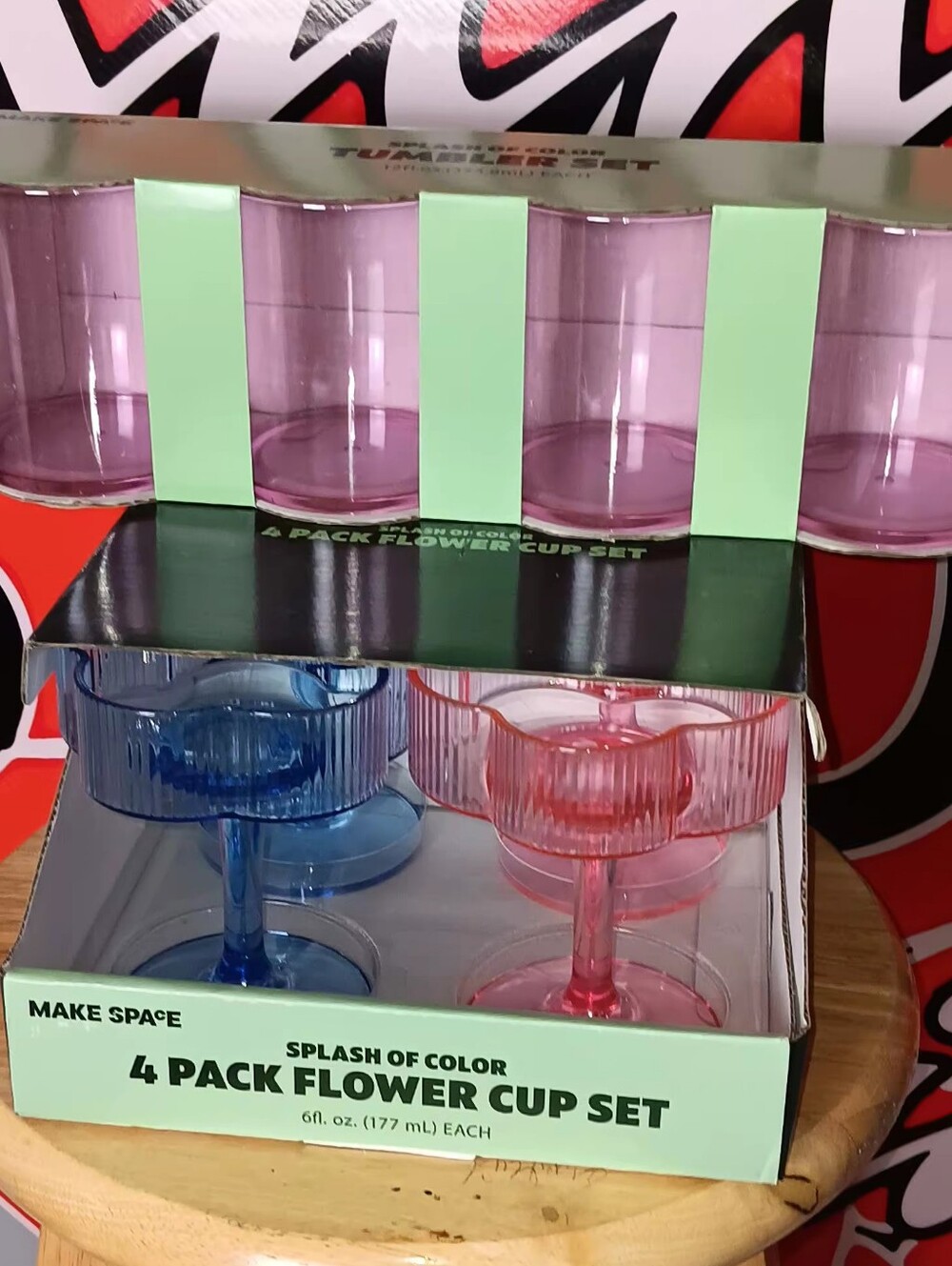 8-Pack Flower Cup Set - Pink & Blue
